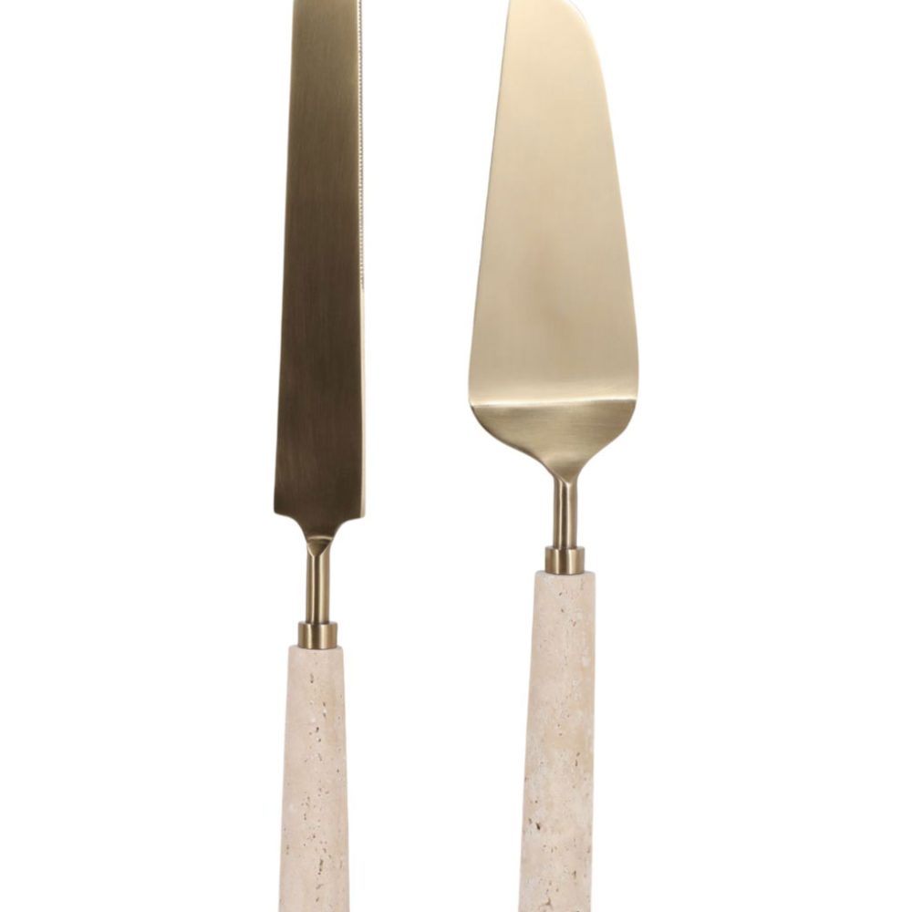 Set de Utensilios para Pastel de Travertino