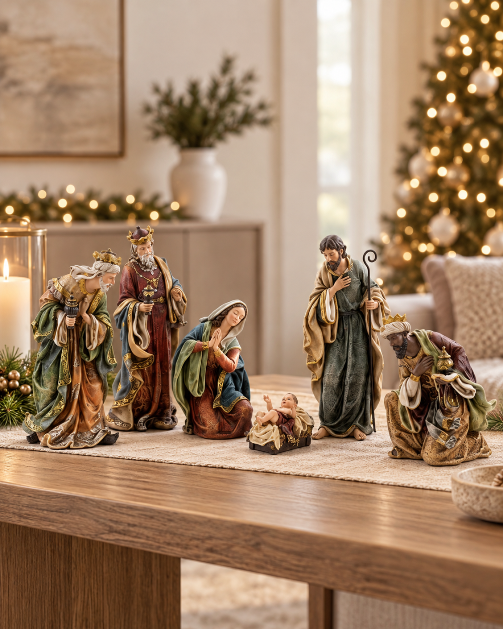 Pesebre Rustico de 6 Piezas 41cm Alto