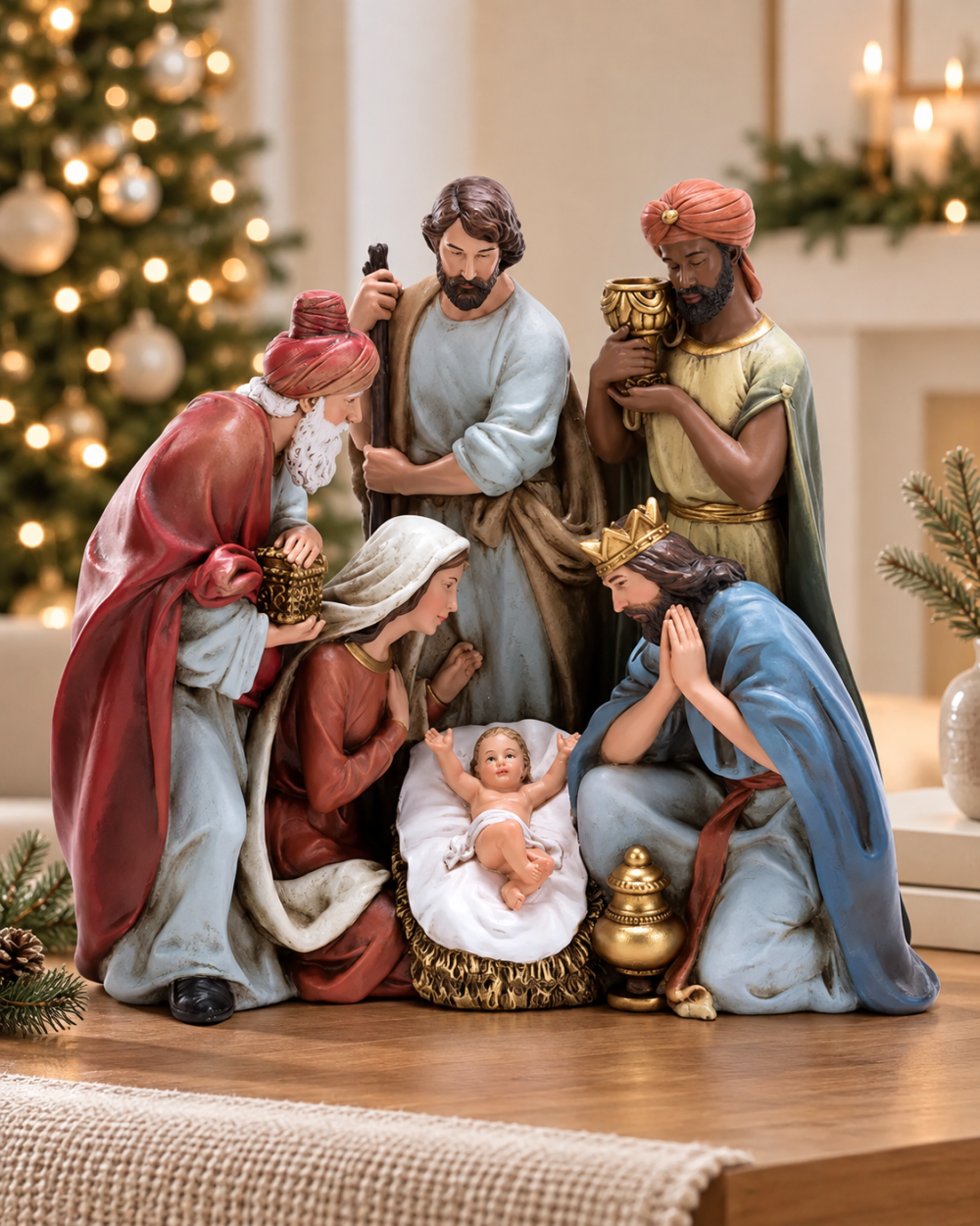 Pesebre Integrado con los Tres Reyes Magos 24cm Alto